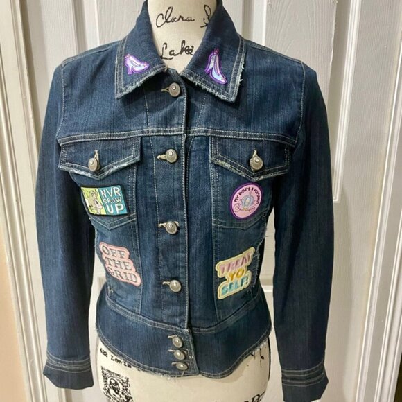 KAWAII EMBELLISHED UNICORN DENIM DISSTRESSED WASHED PATCH JACKET SIZE S - Picture 3 of 15